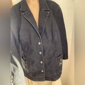 27”PTP stretch cotton vintage Jean jacket blazer black